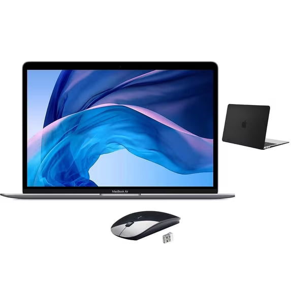 Refurbished Apple MacBook Air 13.3 8GB RAM 128GB SSD Space Gray Bundle, Includes Protective Case, Wireless Mouse, and Charger 2018
