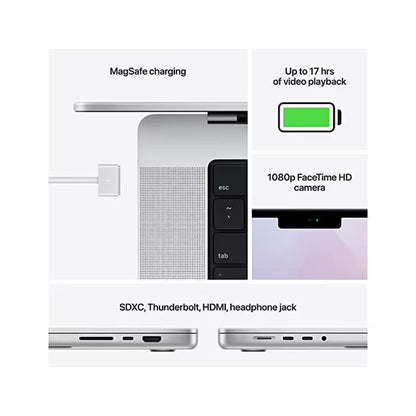 Refurbished Apple MacBook Pro (14-inch, Apple M1 Pro chip with 8 core CPU and 14 core GPU, 16GB RAM, 512GB SSD) - Silver