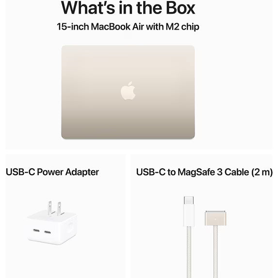 Refurbished  2023 Apple 15-Inch MacBook Air Laptop: Apple M2 Chip with 8-core CPU and 10-core GPU, 8GB RAM, 256GB SSD Storage - Starlight
